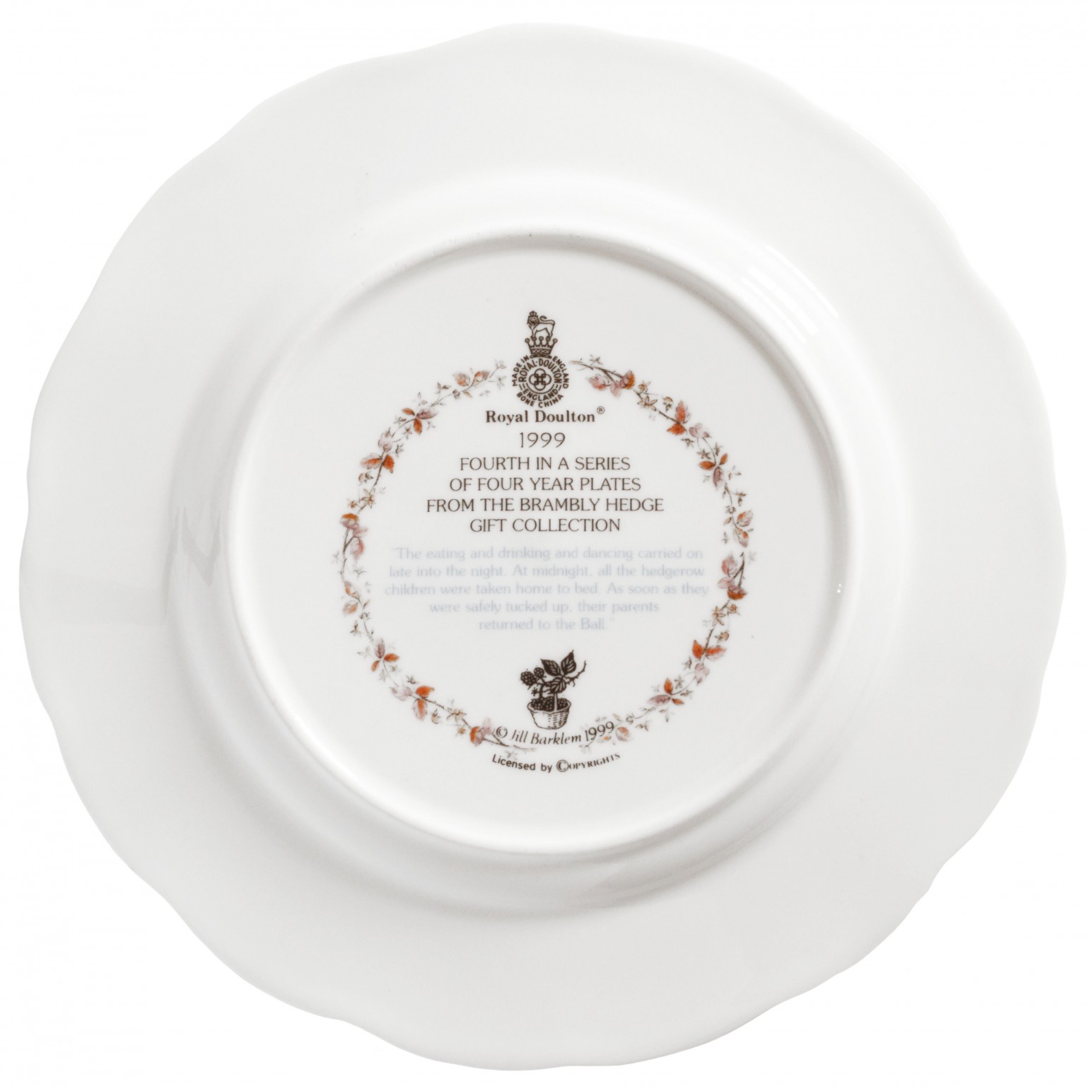 Nivag Collectables: Royal Doulton - Brambly Hedge: 1999 Year Plate