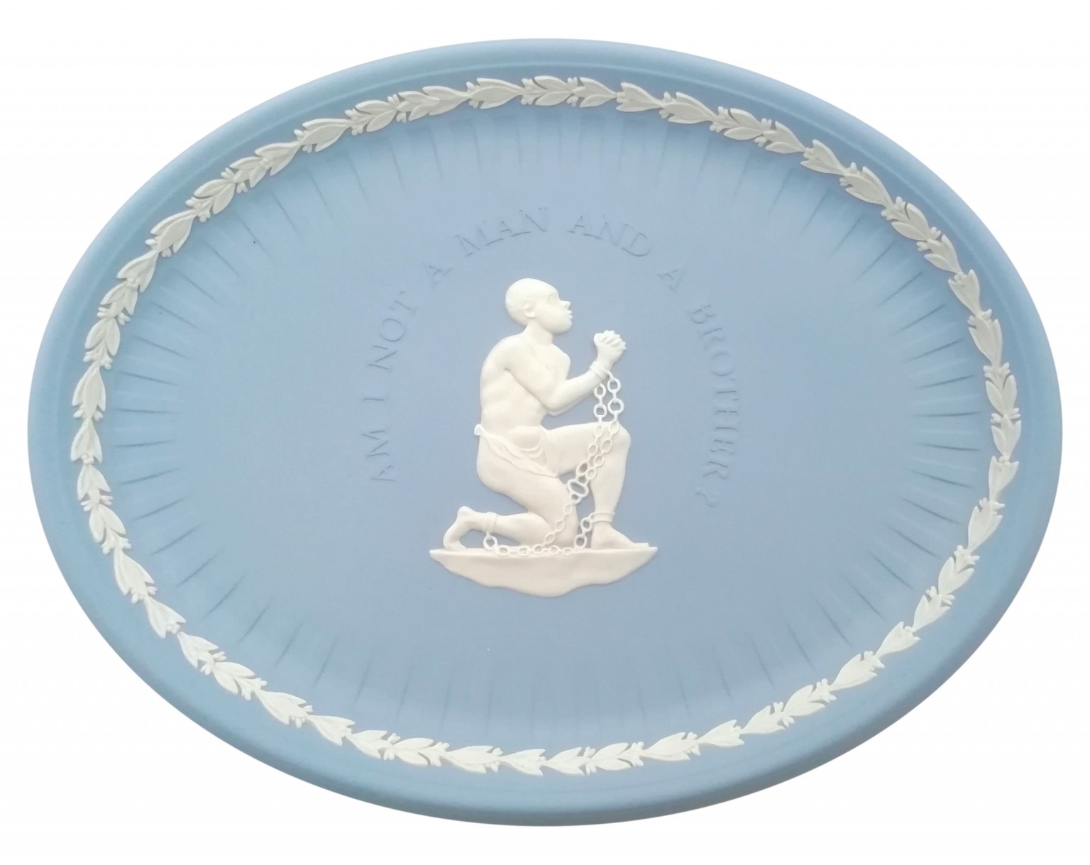 Nivag Collectables: Wedgwood - Blue Jasperware: Slavery Plate 'Am I Not
